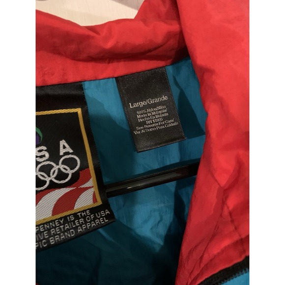 Vintage 90s USA Olympics Unisex L JCPenny ColorBlock Windbreaker Jacket Large - Picture 5 of 6
